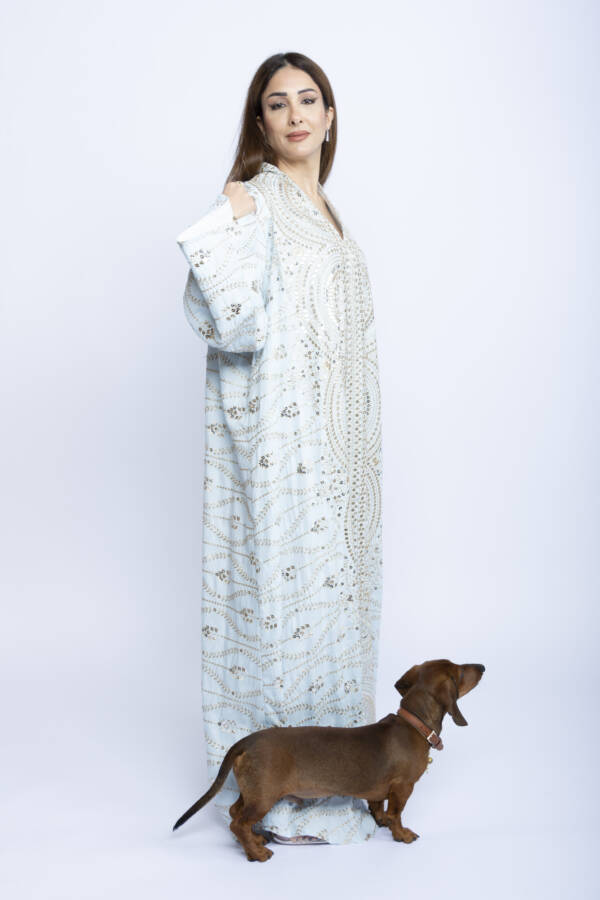 Celestial Light Kuwaiti Embroidered Kaftan - Image 2
