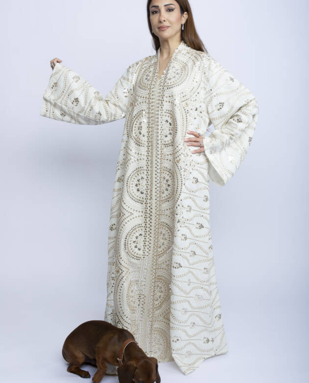 Ivory Radiance Kuwaiti Embroidered Kaftan