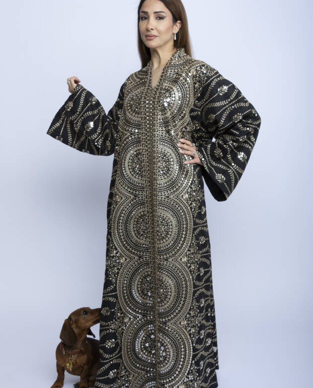 Midnight Aura Kuwaiti Embroidered Kaftan