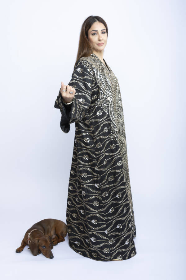 Midnight Aura Kuwaiti Embroidered Kaftan - Image 3