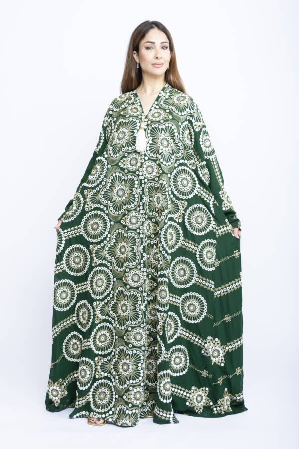 Emerald Bloom Kuwaiti Chiffon Kaftan
