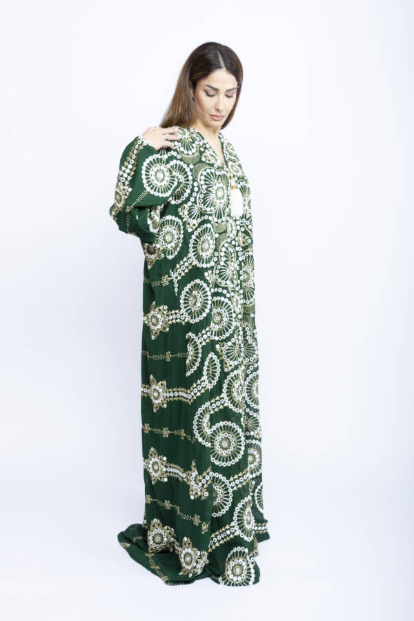 Emerald Bloom Kuwaiti Chiffon Kaftan - Image 2