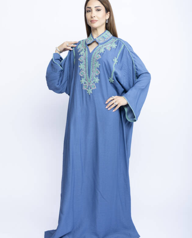 Azure Grace Kuwaiti Beaded Kaftan