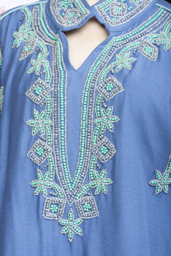 Azure Grace Kuwaiti Beaded Kaftan - Image 3