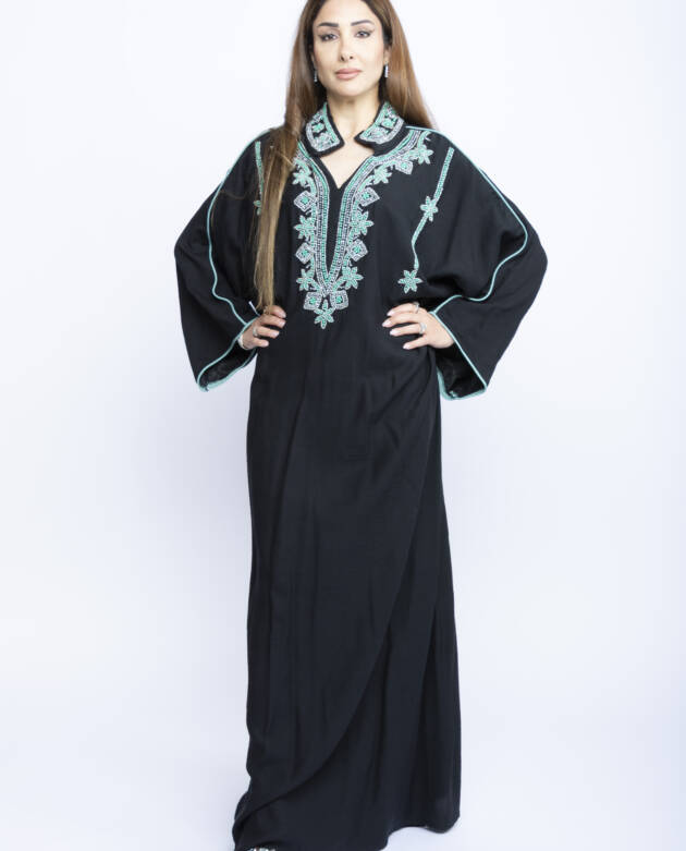 Noir Bloom Kuwaiti Beaded Kaftan