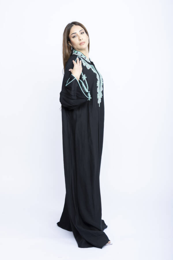 Noir Bloom Kuwaiti Beaded Kaftan - Image 3