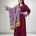 Maroon Kuwaiti Dress with Embroidered Shawl