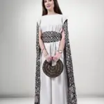 Golden Dusk Kuwaiti Dress with Embroidered Cape