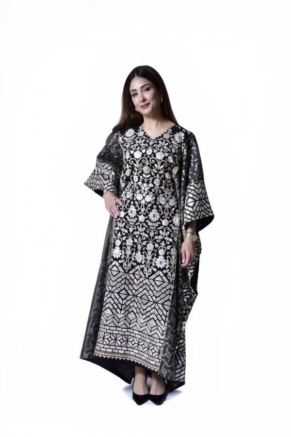 Noor Black Kuwaiti Embroidered Dress - Image 3