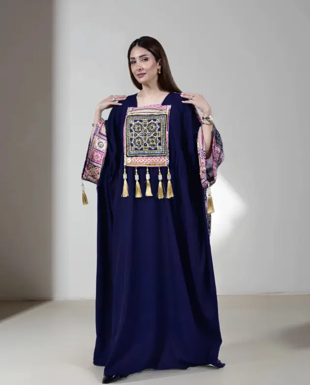 Twilight Bloom Kuwaiti Double-Faced Dress