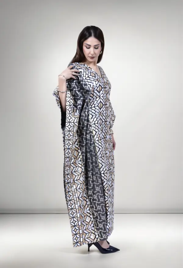 Zahra Black Kuwaiti Cotton Dress - Image 4